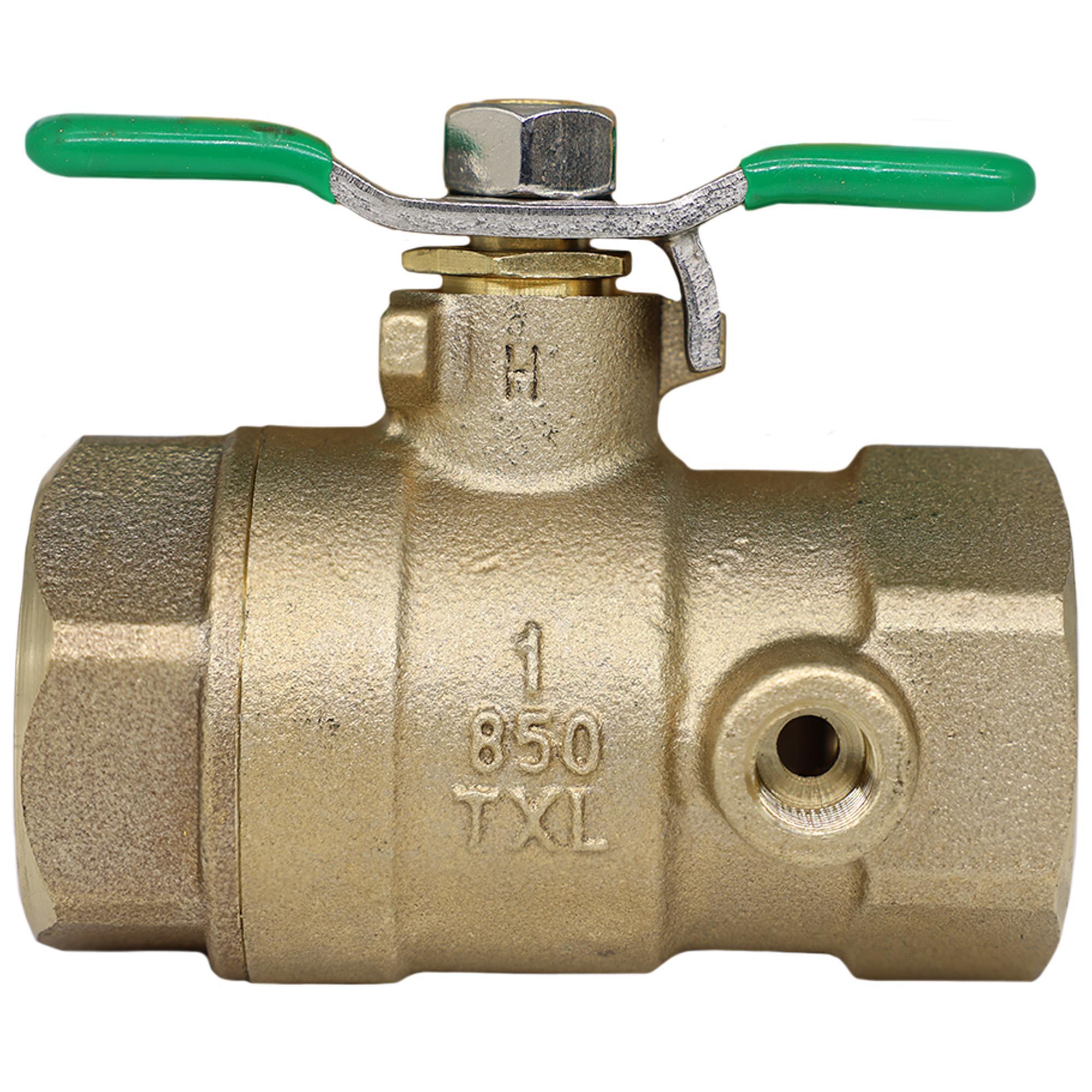 Zurn® Wilkins 1-850TXL 850XL Tapped Quarter-Turn Ball Valve With Handle, 1 in Nominal, FNPT End Style, Bronze Body, Full Port, Virgin TFE/PTFE Softgoods