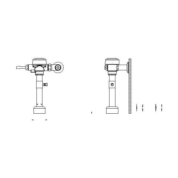 DELTA® Teck® 81T201-30 Exposed Manual Flush Valve With Sloan Tail, 25 gpm, 1-1/2 in Inlet, 1-1/2 in Spud, 25 psi, Polished Chrome, Import