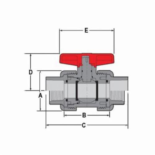 Spears® 3629-012C True Union 2000 Standard Ball Valve, 1-1/4 in Nominal, Socket and FNPT End Style, CPVC Body, EPDM Softgoods, Domestic