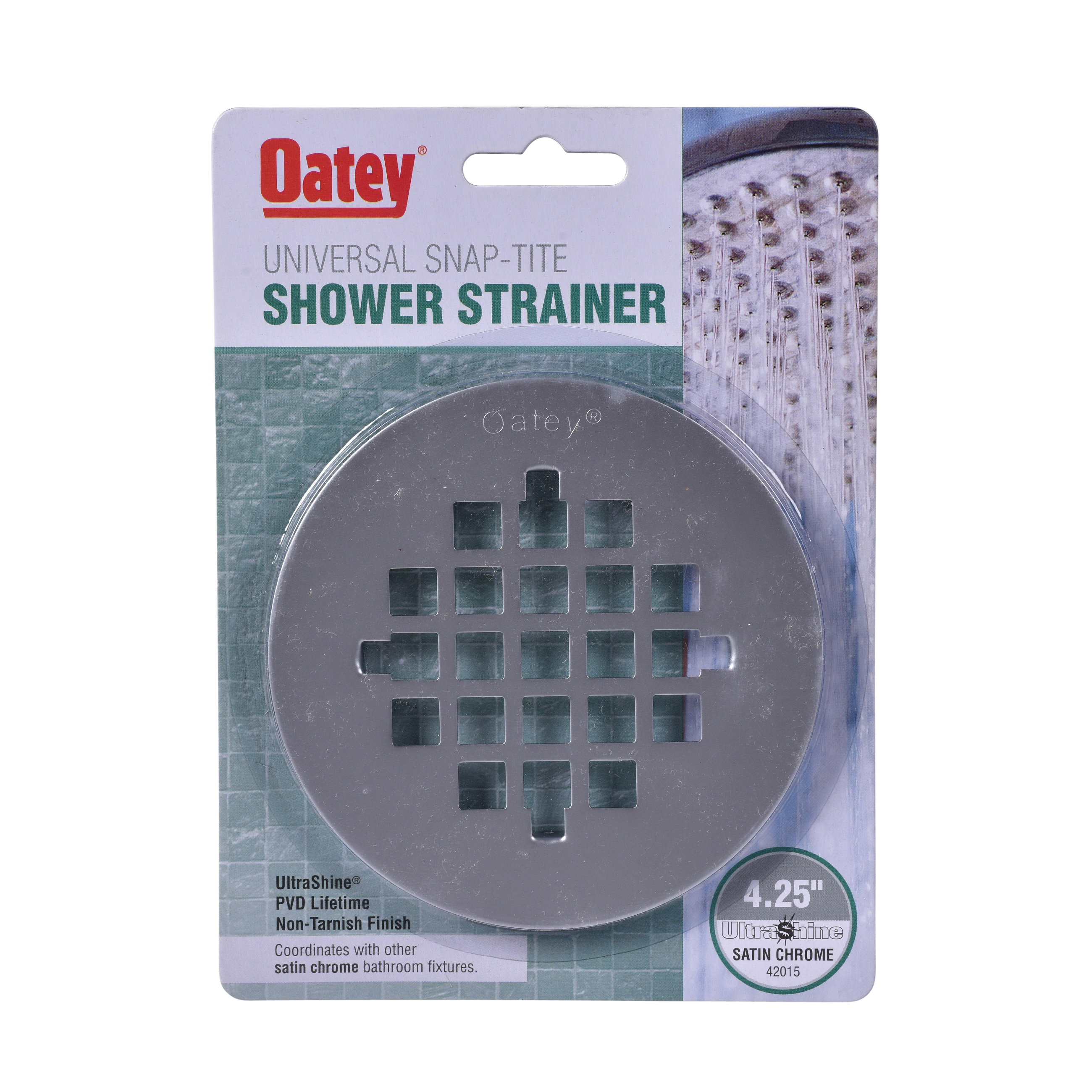 Oatey® 42015 Round Snap-Tite Strainer, 4-1/4 in Nominal, Stainless Steel, Satin Chrome, Import