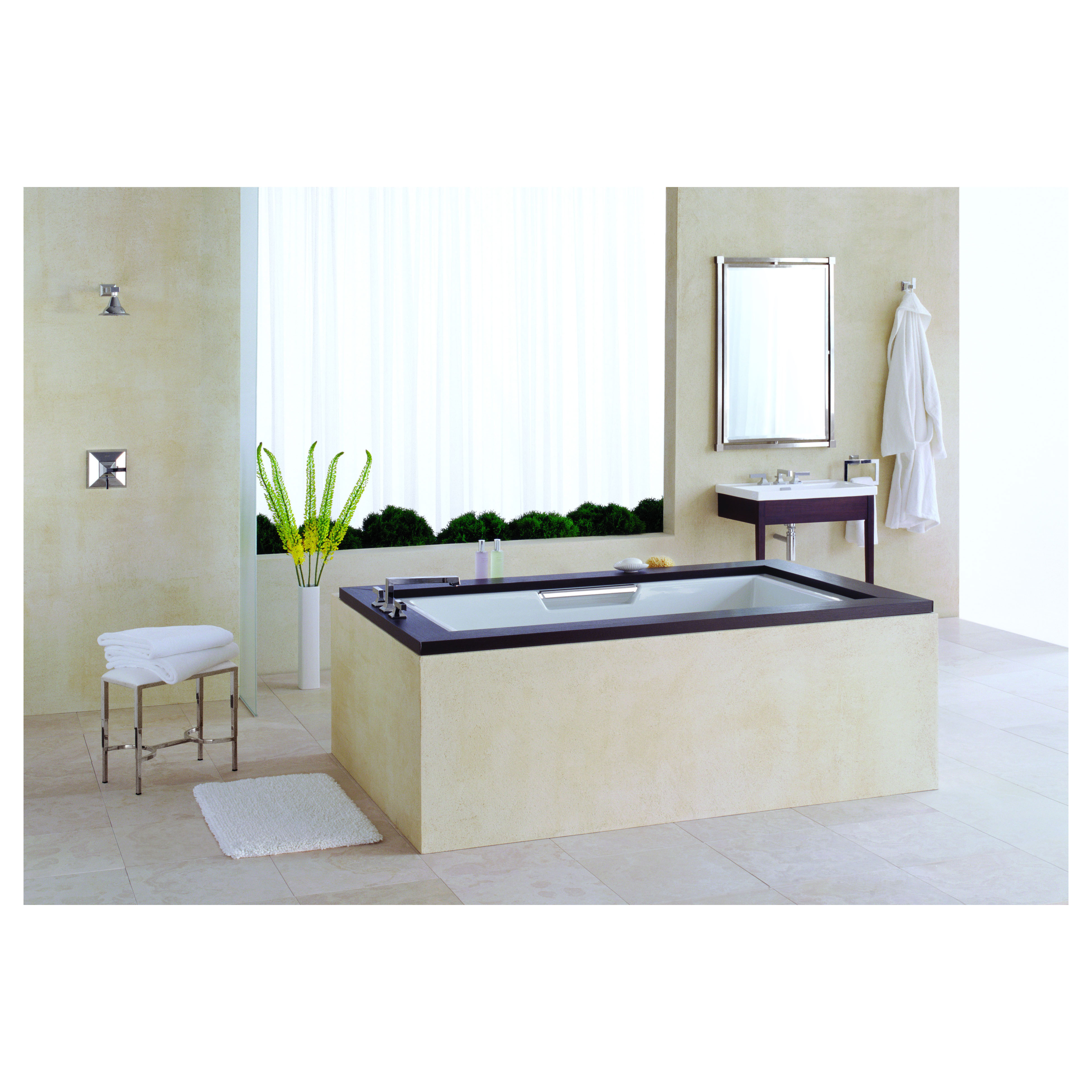 Toto® ABY930N#01YCP Lloyd™ Elegant Bathtub With Polished Chrome Grab Bar, Lloyd™, Soaking, Rectangle Shape, 72 in L x 42 in W, Right Drain, Cotton White, Domestic