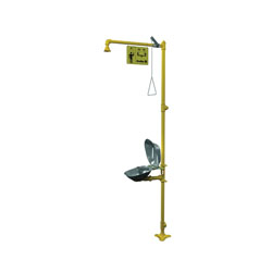 Bradley® SpinTec™ Halo™ S19314DC Combination Drench Shower and Eyewash Unit, 304 Stainless Steel Eyewash Bowl, Plastic Shower Head, Floor Mount, Pull Rod/Push Handle Operation, ANSI/ISEA Z358.1, EN 15154-2, EN 15154-1, UL Listed