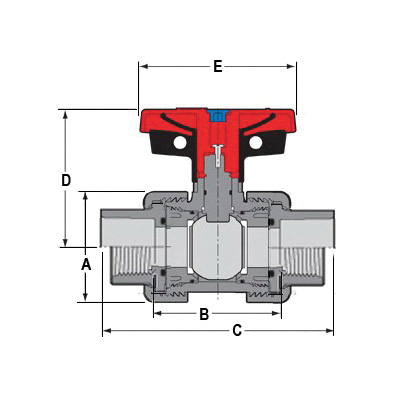 Spears® 1839-010C True Union 2000 Industrial Ball Valve, 1 in Nominal, Socket and FNPT End Style, CPVC Body, FKM Softgoods, Domestic
