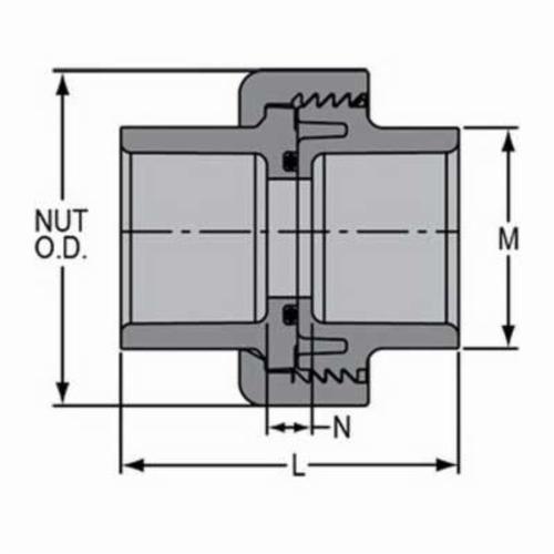 Spears® 8057-020C 2000 Union, 2 in Nominal, Socket End Style, SCH 80/XH, CPVC, FKM O-Ring Seal, Domestic