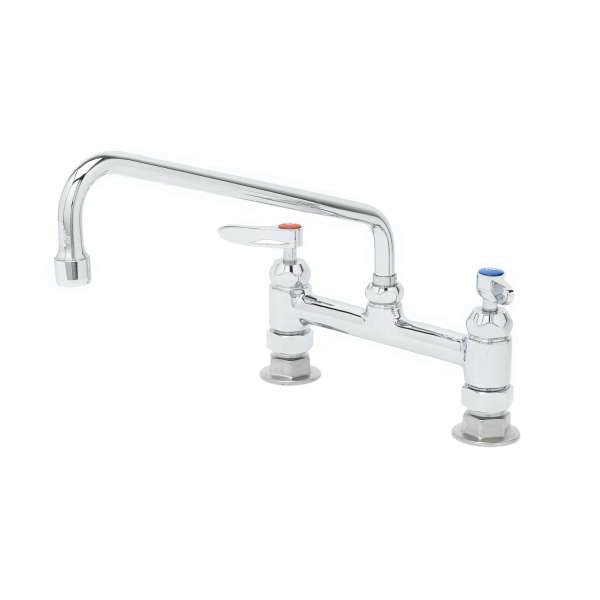 T & S B-0221-CR Double Pantry Faucet, 10.45 gpm Flow Rate, 8 in Center, Swivel Tubular Spout, Polished Chrome