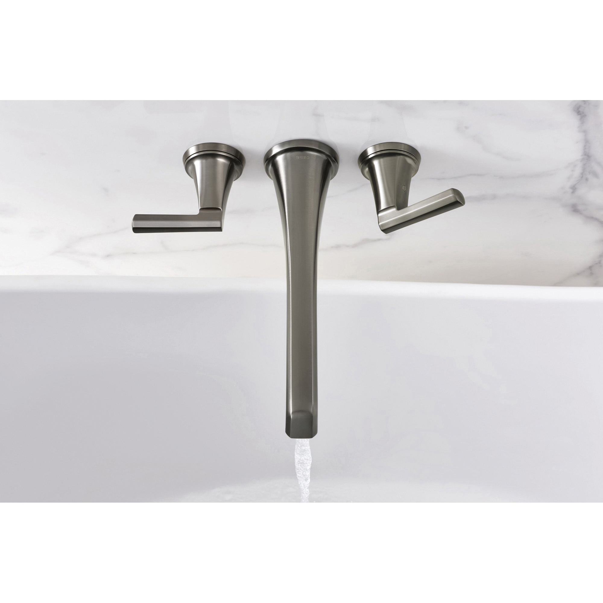 Brizo® T70498-SLLHP Tub Filler, Levoir™, 11 gpm Flow Rate, 8 in Center, Luxe Steel, 2 Handles, Domestic