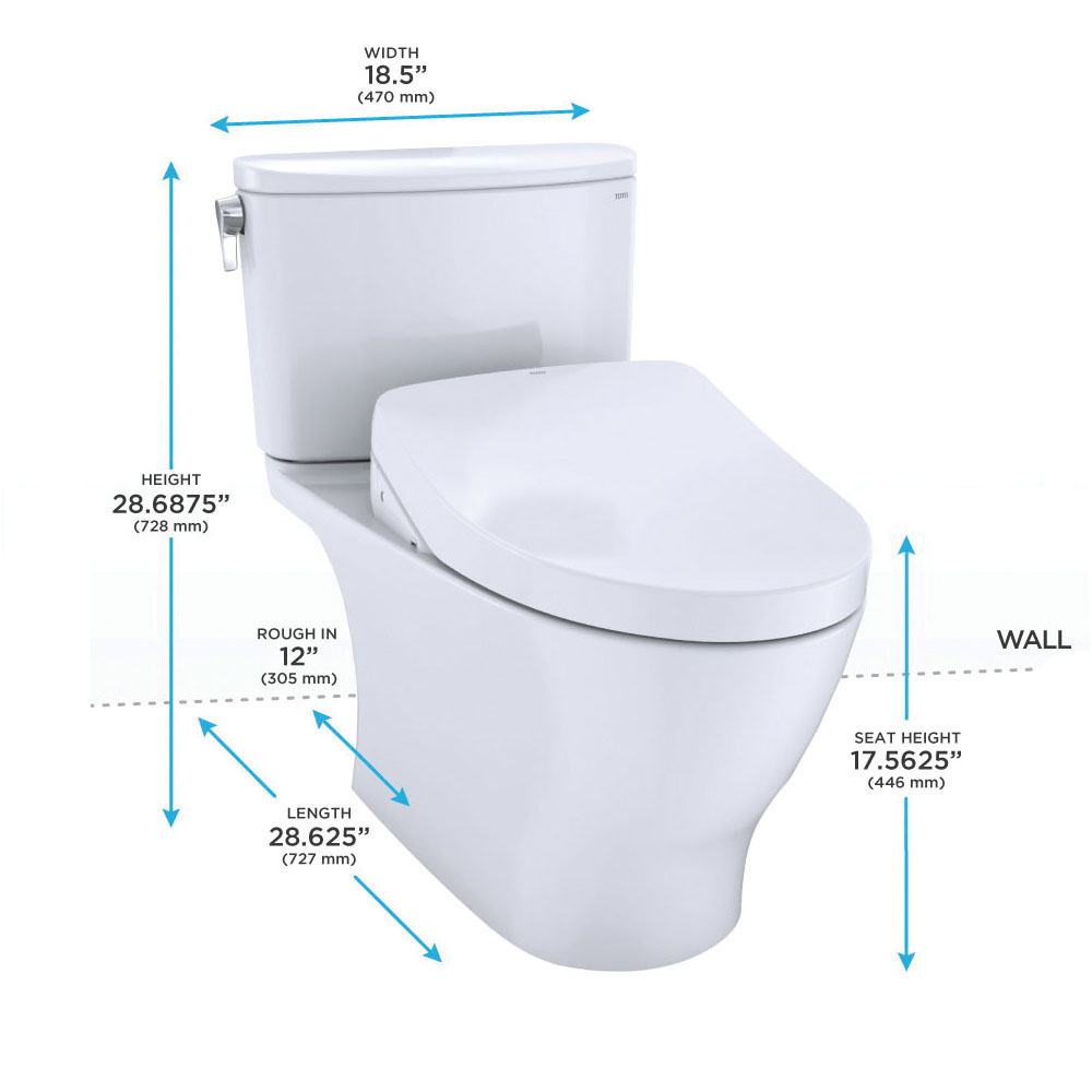 Toto® MW4423056CUFGA#01 2-Piece Ultra High-Efficiency Close Coupled Toilet With CEFIONTECT® Ceramic Glaze, Nexus® 1G®, Elongated Bowl, 16-1/8 in H Rim, 12 in Rough-In, 1 gpf, Cotton White, Import