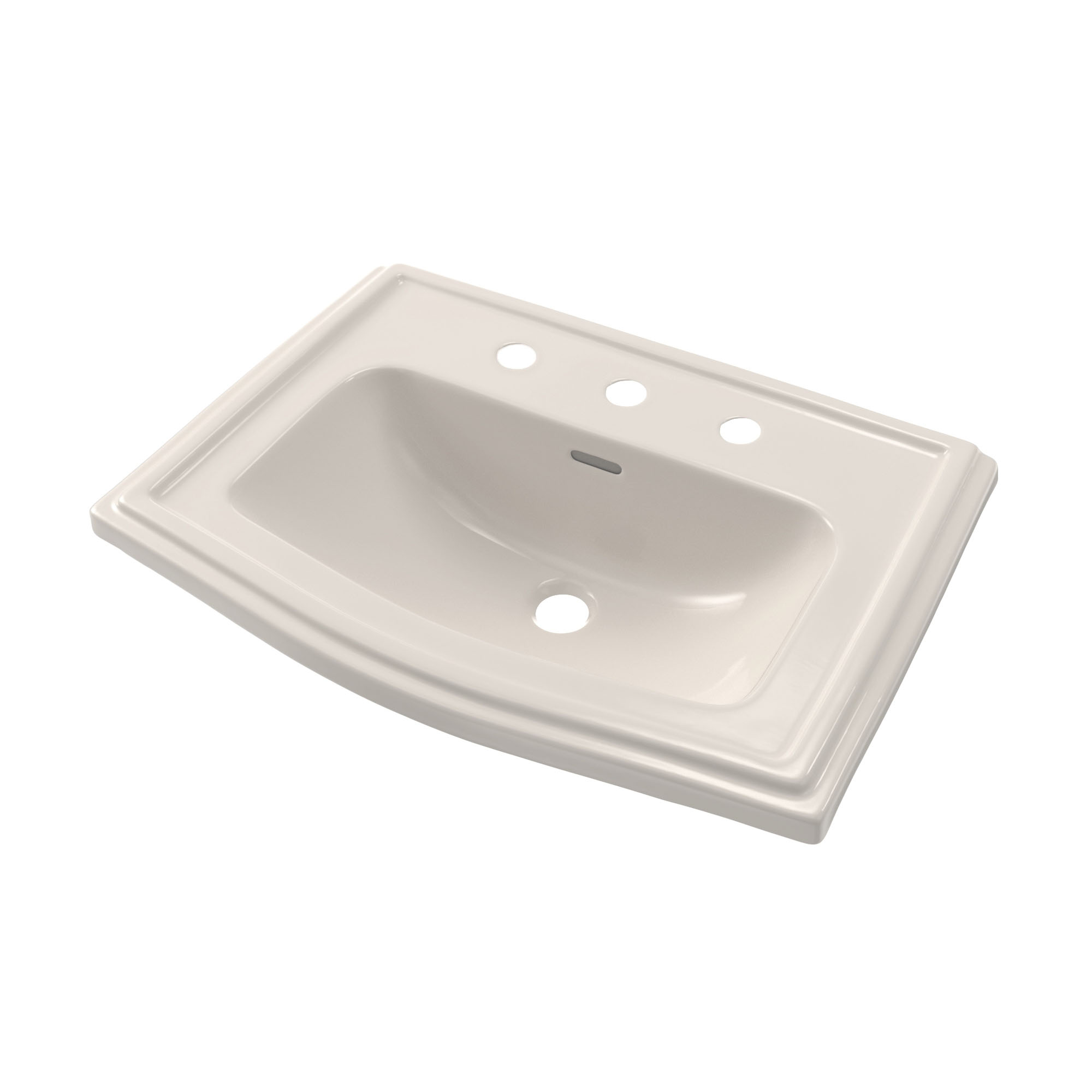 Toto® LT781.8#12 Clayton™ Classic Self-Rimming Lavatory With Rear Overflow, Clayton™, Rectangle Shape, 8 in Faucet Hole Spacing, 25 in W x 18-1/4 in D, Drop-In Mount, Vitreous China, Sedona Beige, Import