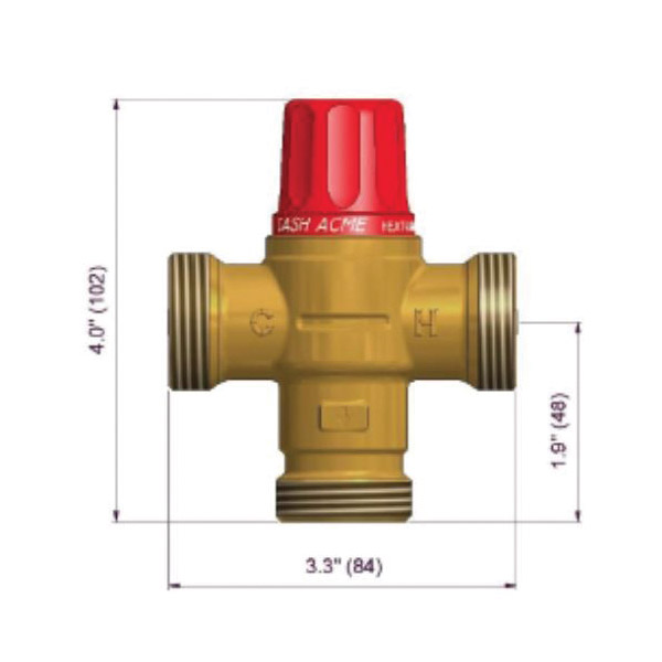 Cash Acme® Heatguard® 24514 HG110-HX Thermostatic Mixing Valve, 3/4 in, C, 230 psi, 1 to 20 gpm, Bronze Body, Import