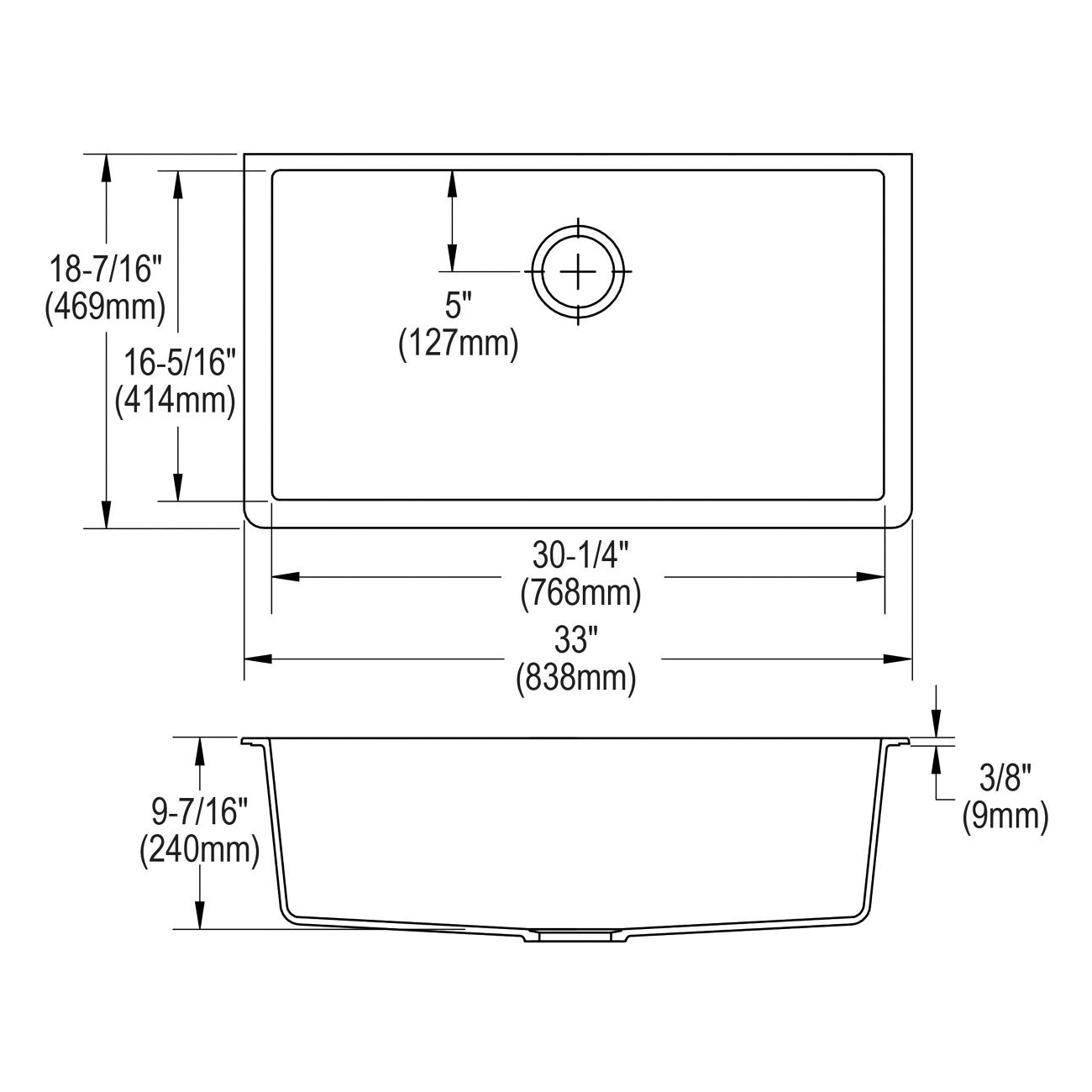 Elkay® ELGRU13322WH0C Transitional Kitchen Sink Kit, Quartz Classic®, White, 30.246 in L x 16.301 in W x 9-7/16 in D Bowl, 33 in L x 18-7/16 in W x 9-7/16 in D, Under Mount, Quartz