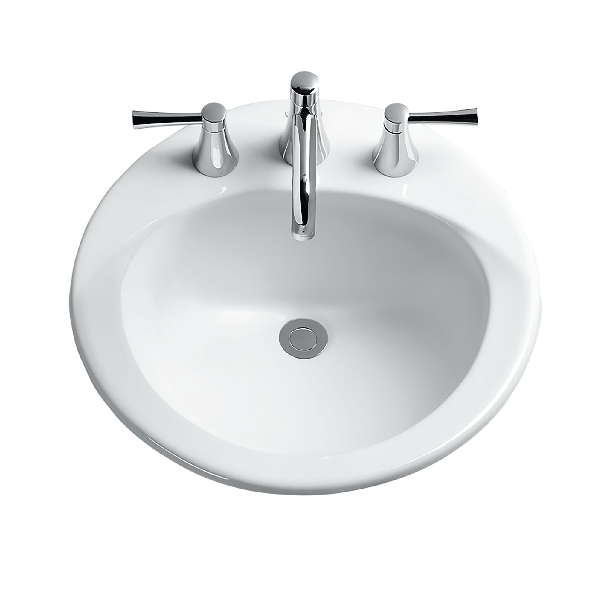 Toto® LT512.8#51 Modern Self-Rimming Lavatory With Concealed Front Overflow, Ultimate®, Round Shape, 8 in Faucet Hole Spacing, 19 in W x 19 in D, Drop-In Mount, Vitreous China, Ebony, Import