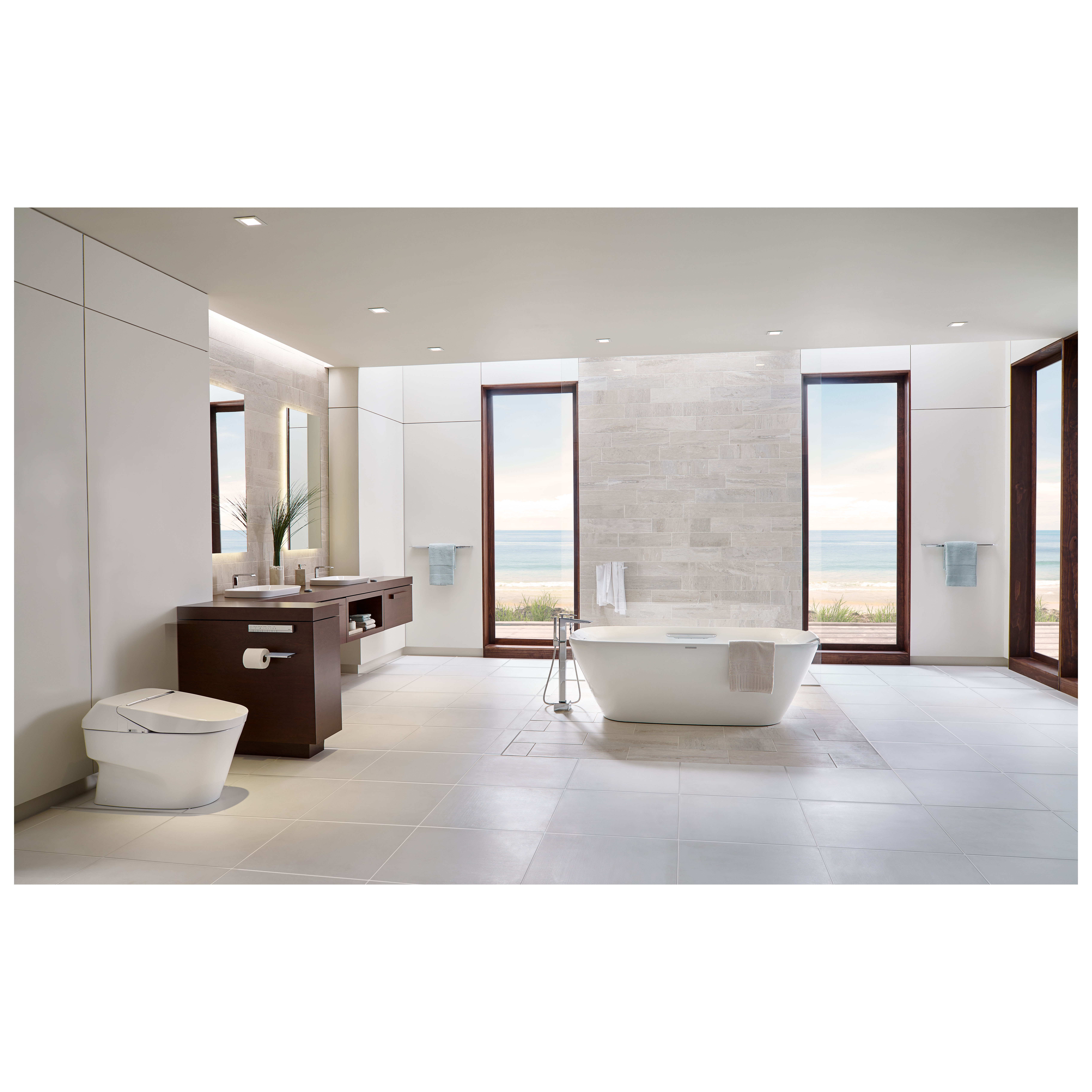 Toto® ABF992X#01DCP Neorest® Bathtub With Polished Chrome Drain, Neorest®, Soaking Hydrotherapy, Rectangle Shape, 70-7/8 in L x 37-3/8 in W, Cotton White, Import