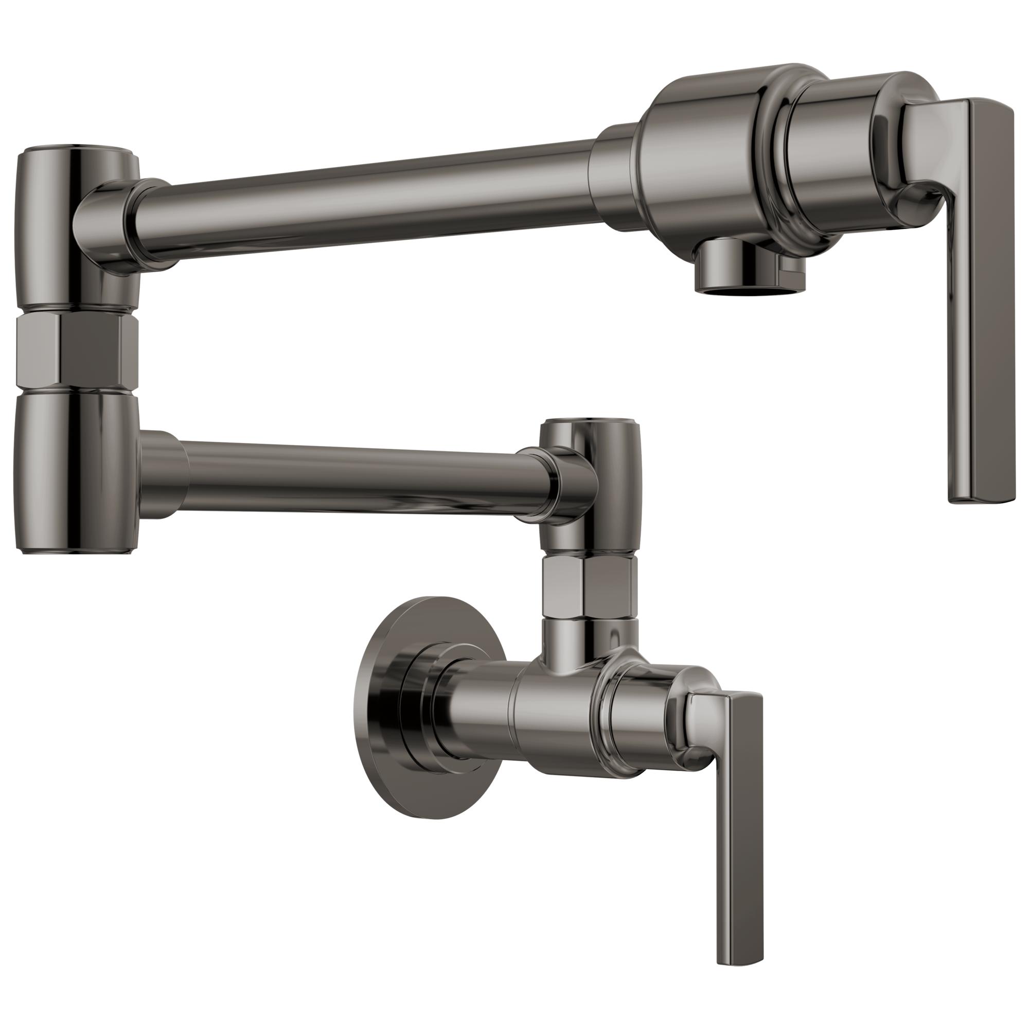 Brizo® 62806LF-BNX-L Kintsu® Pot Filler, 4 gpm Flow Rate, Dual Jointed Swivel Spout, Black Onyx, 2 Handles, Import