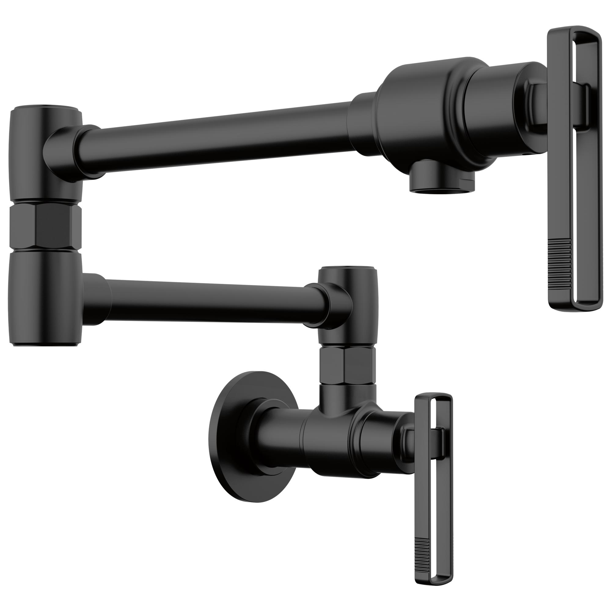 Brizo® 62807LF-BL Kintsu® Pot Filler, 4 gpm Flow Rate, Dual Jointed Swivel Spout, Matte Black, 2 Handles, Import